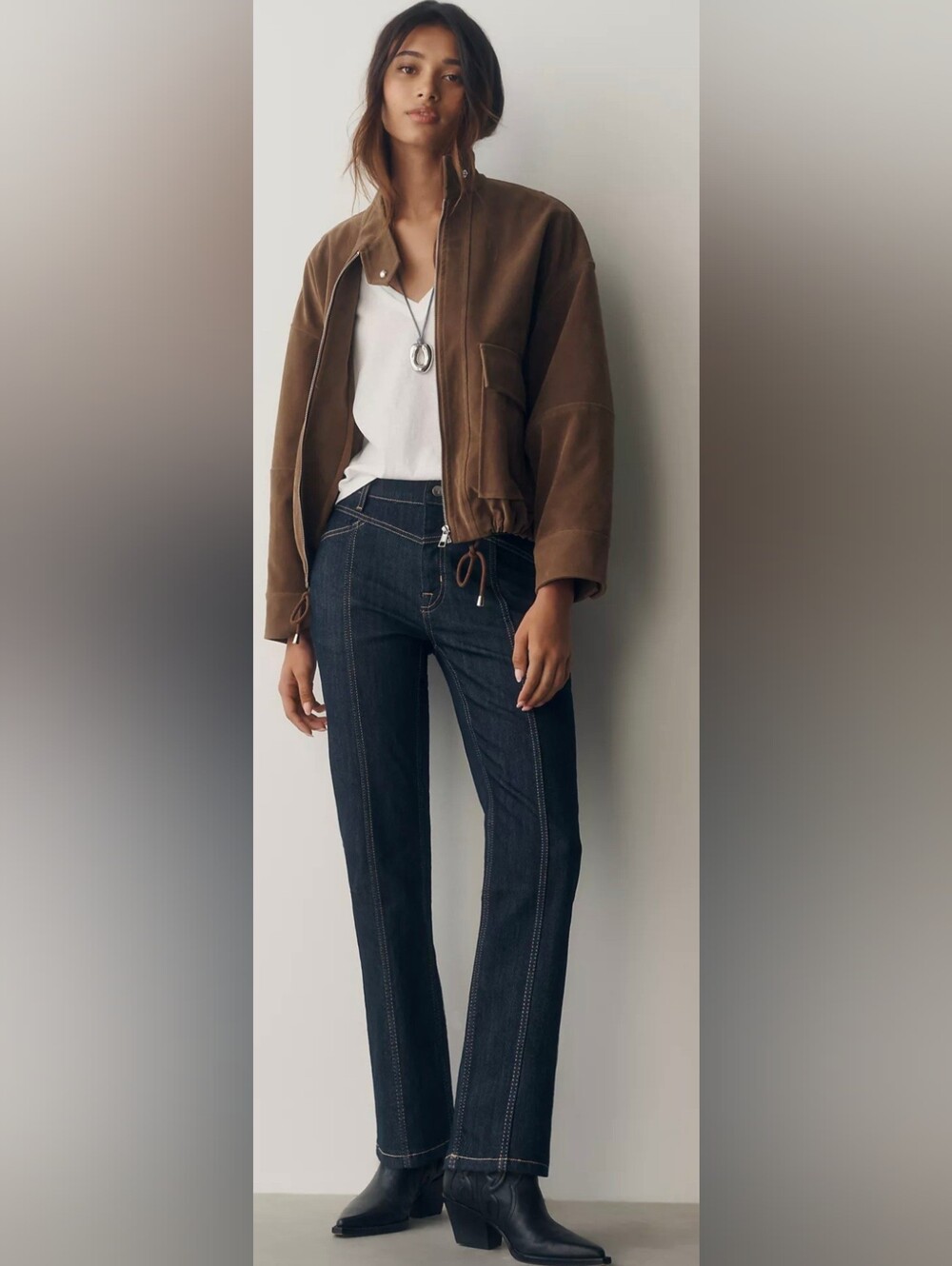 Pilcro NWOT High-Rise Seamed Straight-Leg Jeans by Pilcro Dark Wash SZ 24P